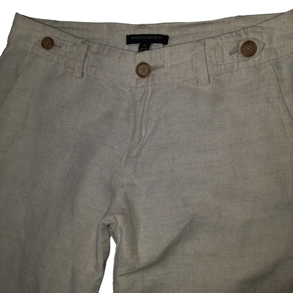 Banana Republic Linen/Cotton Cuff Crop Trouser Pant SZ 0